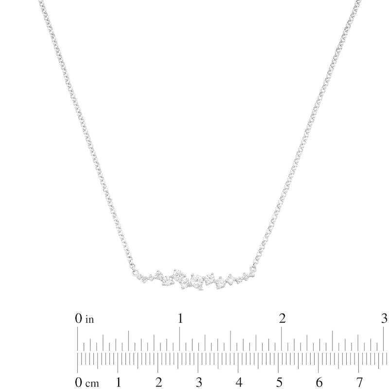 Main Image 3 of White Lab-Created Sapphire Scatter Necklace in Sterling Silver - 21.5&quot;