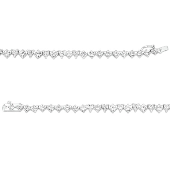 Heart-Shaped and Round White Lab-Created Sapphire Graduated Alternating Riviera Tennis Necklace in Sterling Silver - 16"