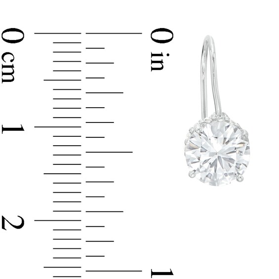 7.0mm White Lab-Created Sapphire Double Hidden Frame Drop Earrings in Sterling Silver