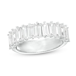 Baguette White Lab-Created Sapphire Band in Sterling Silver