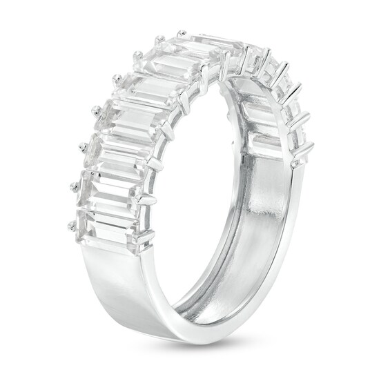 Baguette White Lab-Created Sapphire Band in Sterling Silver