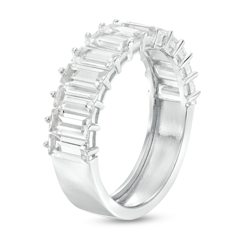 Main Image 2 of Baguette White Lab-Created Sapphire Band in Sterling Silver