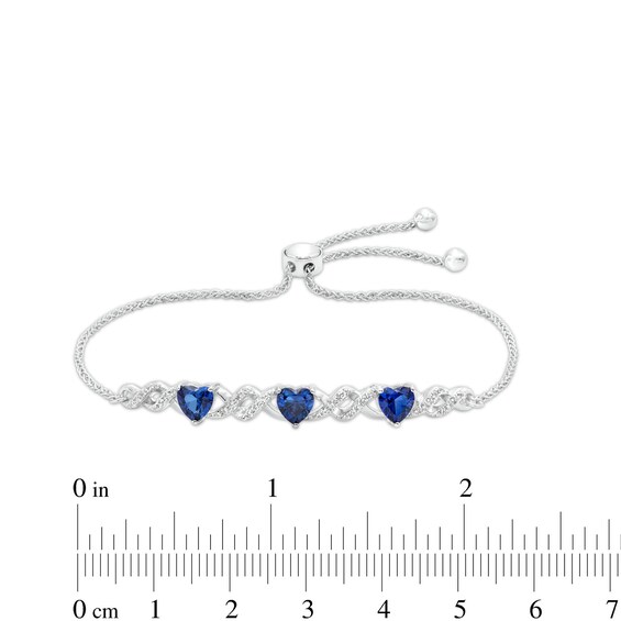 5.0mm Heart-Shaped Blue and White Lab-Created Sapphire Infinity Bolo Bracelet in Sterling Silver - 9"
