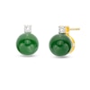 Thumbnail Image 1 of 7.5-8.0mm Jade and Diamond Accent Stud Earrings in Sterling Silver with 18K Gold Plate