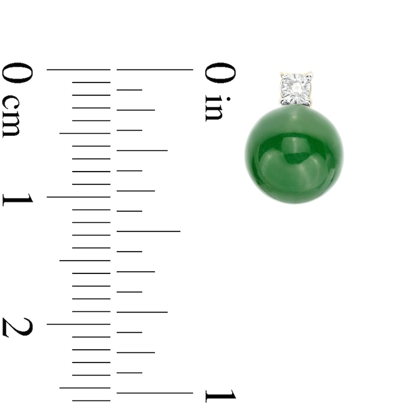 Main Image 3 of 7.5-8.0mm Jade and Diamond Accent Stud Earrings in Sterling Silver with 18K Gold Plate