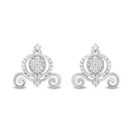 Enchanted Disney Cinderella 1/4 CT. T.W. Oval Multi-Diamond Vintage-Style Carriage Stud Earrings in Sterling Silver
