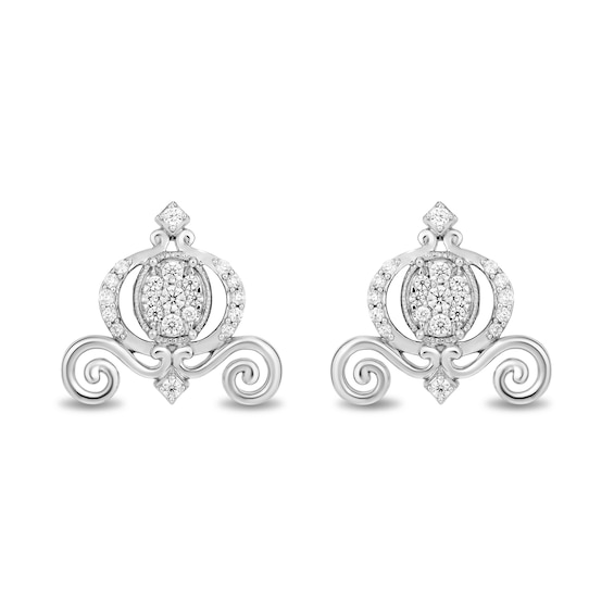 Enchanted Disney Cinderella 1/4 CT. T.w. Oval Multi-Diamond Vintage-Style Carriage Stud Earrings in Sterling Silver