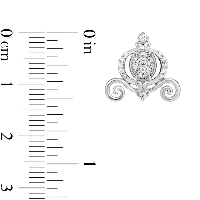 Main Image 3 of Enchanted Disney Cinderella 1/4 CT. T.W. Oval Multi-Diamond Vintage-Style Carriage Stud Earrings in Sterling Silver