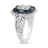 Thumbnail Image 2 of Enchanted Disney Cinderella 1/3 CT. T.W. Emerald-Shaped Multi-Diamond and Blue Topaz Frame Ring in Sterling Silver
