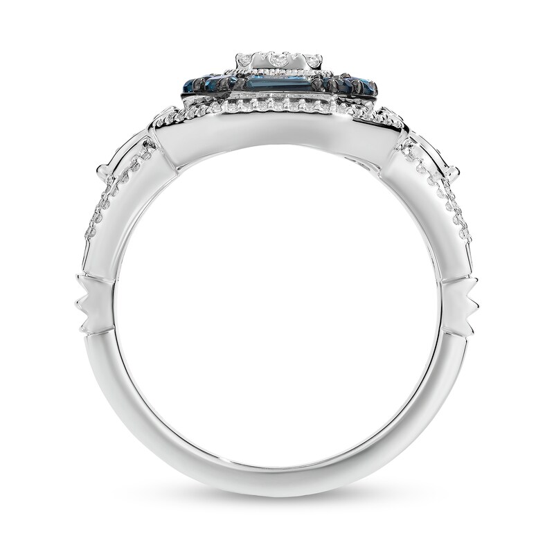 Main Image 3 of Enchanted Disney Cinderella 1/3 CT. T.W. Emerald-Shaped Multi-Diamond and Blue Topaz Frame Ring in Sterling Silver