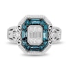 Thumbnail Image 3 of Enchanted Disney Cinderella 1/3 CT. T.W. Emerald-Shaped Multi-Diamond and Blue Topaz Frame Ring in Sterling Silver