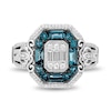Thumbnail Image 4 of Enchanted Disney Cinderella 1/3 CT. T.W. Emerald-Shaped Multi-Diamond and Blue Topaz Frame Ring in Sterling Silver