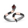 Thumbnail Image 1 of Enchanted Disney Villains Jafar Garnet and 1/8 CT. T.W. Black Diamond Snake Ring in Sterling Silver and 10K Rose Gold