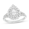 Thumbnail Image 0 of 1-1/2 CT. T.W. Pear-Shaped Diamond Double Frame Split Shank Engagement Ring in 14K White Gold