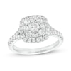 Thumbnail Image 1 of 1 CT. T.W. Cushion-Shaped Multi-Diamond Frame Split Shank Engagement Ring in 14K White Gold