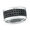 Thumbnail Image 0 of Men's Black Sapphire Triple-Row Rounded Edge Band in Sterling Silver