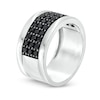 Thumbnail Image 2 of Men's Black Sapphire Triple-Row Rounded Edge Band in Sterling Silver