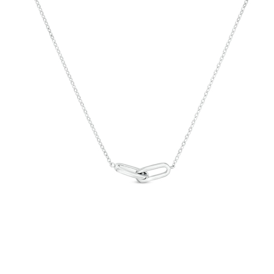 Double Interlocking Paper Clip Link Necklace in Sterling Silver - 19"