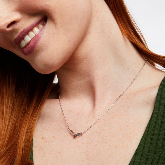 Double Interlocking Paper Clip Link Necklace in Sterling Silver - 19"