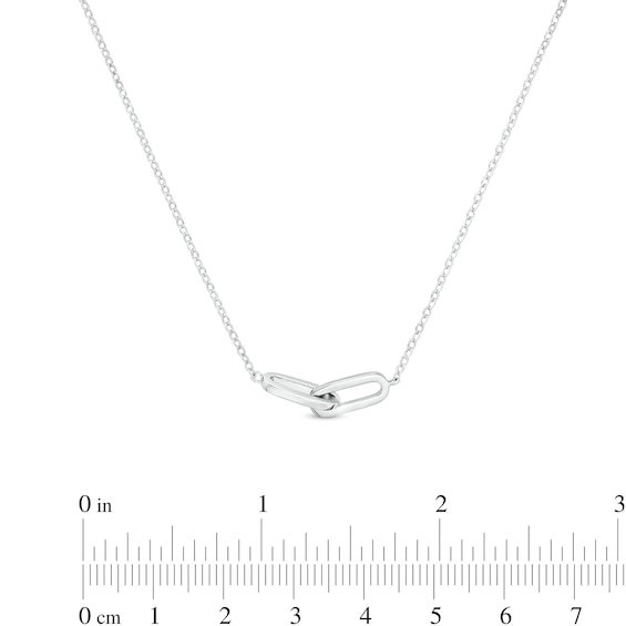Double Interlocking Paper Clip Link Necklace in Sterling Silver - 19"