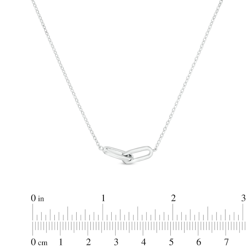 Main Image 3 of Double Interlocking Paper Clip Link Necklace in Sterling Silver - 19"