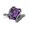 Thumbnail Image 3 of Enchanted Disney Villains Ursula Oval Amethyst and 1/10 CT. T.W. Diamond Ring in Sterling Silver with Black Rhodium