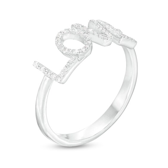 Love Talks 1/8 CT. T.w. Diamond "Love" Script Ring in Sterling Silver