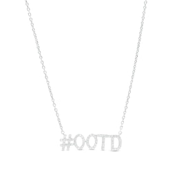 Love Talks 1/8 CT. T.W. Diamond Hashtag &quot;#OOTD&quot; Necklace in Sterling Silver