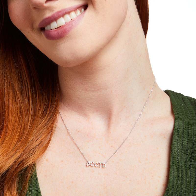 Love Talks 1/8 CT. T.W. Diamond Hashtag "#OOTD" Necklace in Sterling Silver