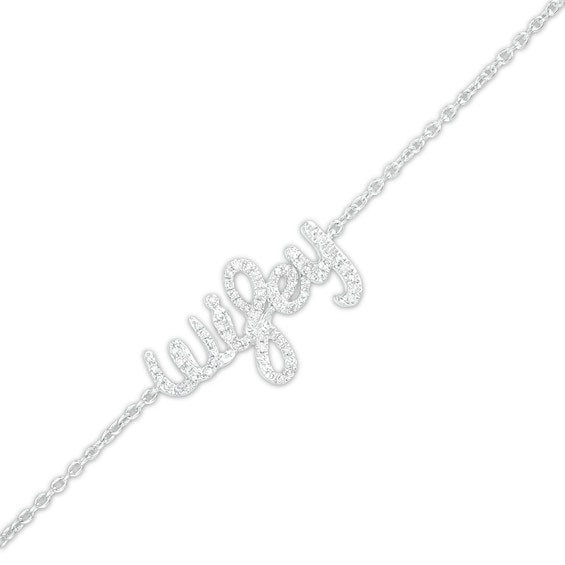 Love Talks 1/6 CT. T.w. Diamond "wifey" Cursive Script Bracelet in Sterling Silver - 7.5"