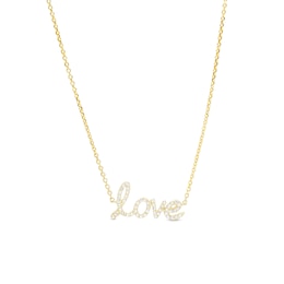 Love Talks 1/10 CT. T.W. Diamond &quot;love&quot; Cursive Script Necklace in 10K Gold