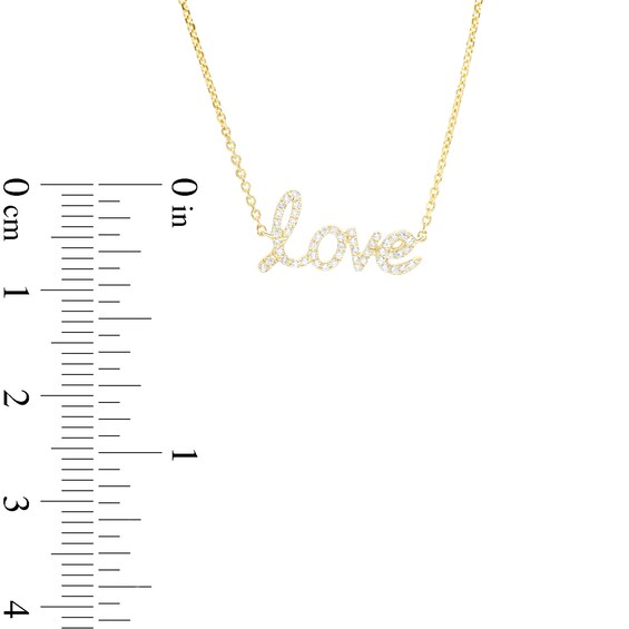 Love Talks 1/10 CT. T.w. Diamond "love" Cursive Script Necklace in 10K Gold