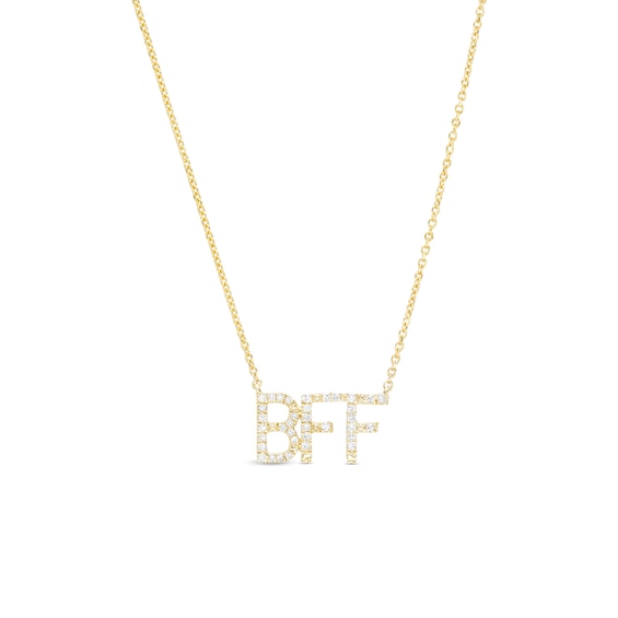 Love Talks 1/10 CT. T.w. Diamond "Bff" Script Necklace in 10K Gold