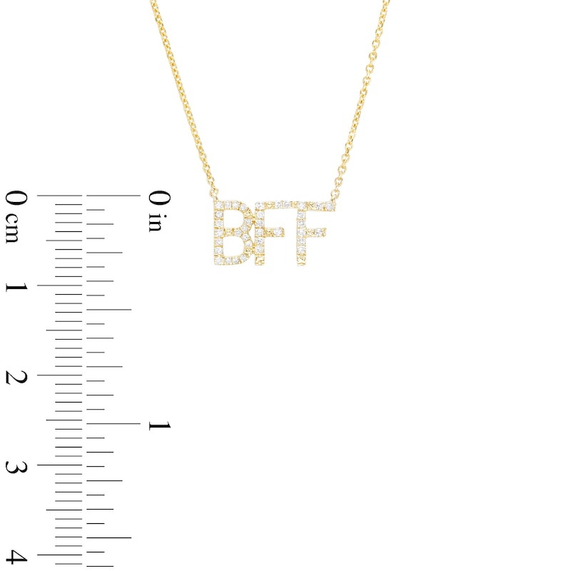 Main Image 3 of Love Talks 1/10 CT. T.W. Diamond "BFF" Script Necklace in 10K Gold