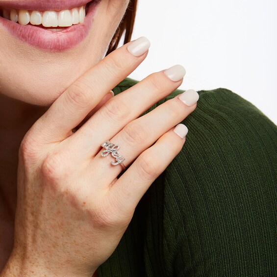 Love Talks 1/6 CT. T.w. Diamond "wifey" Cursive Script Ring in Sterling Silver