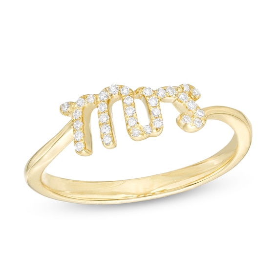 Love Talks 1/10 CT. T.w. Diamond "Mrs" Script Ring in 10K Gold