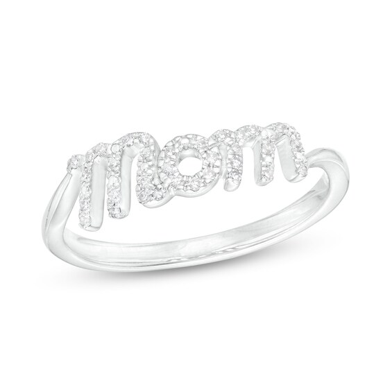 Love Talks 1/10 CT. T.w. Diamond Mom Script Ring in Sterling Silver