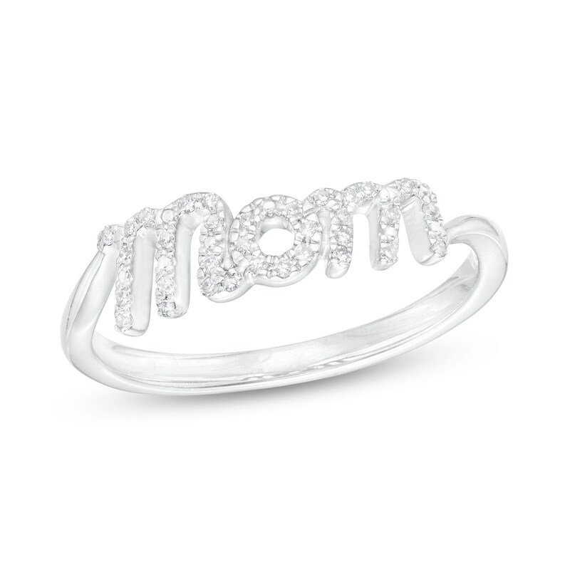Main Image 1 of Love Talks 1/10 CT. T.W. Diamond "Mom" Script Ring in Sterling Silver