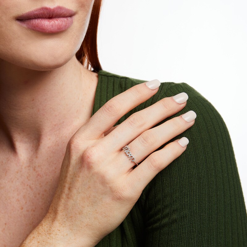 Main Image 2 of Love Talks 1/10 CT. T.W. Diamond "Mom" Script Ring in Sterling Silver