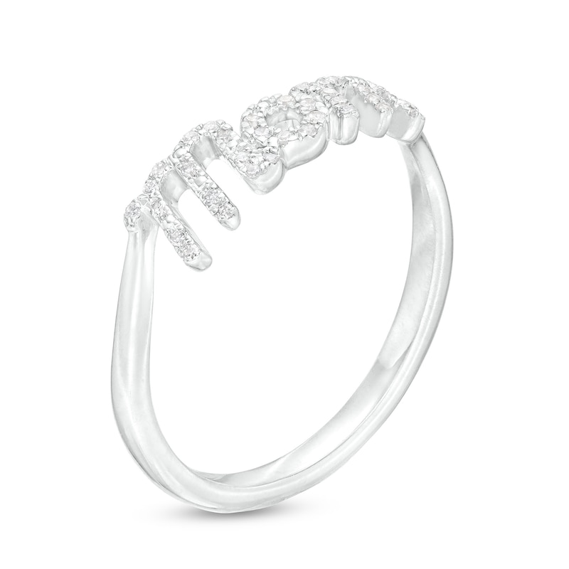 Main Image 3 of Love Talks 1/10 CT. T.W. Diamond "Mom" Script Ring in Sterling Silver