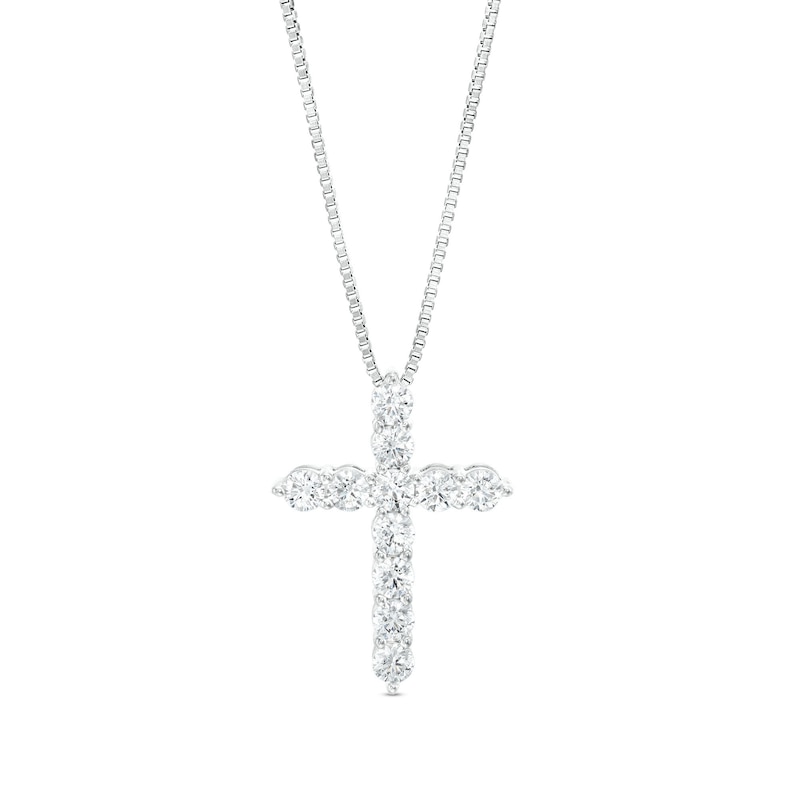 Main Image 1 of 1 CT. T.W. Certified Lab-Grown Diamond Cross Pendant in 14K White Gold (F/SI2)