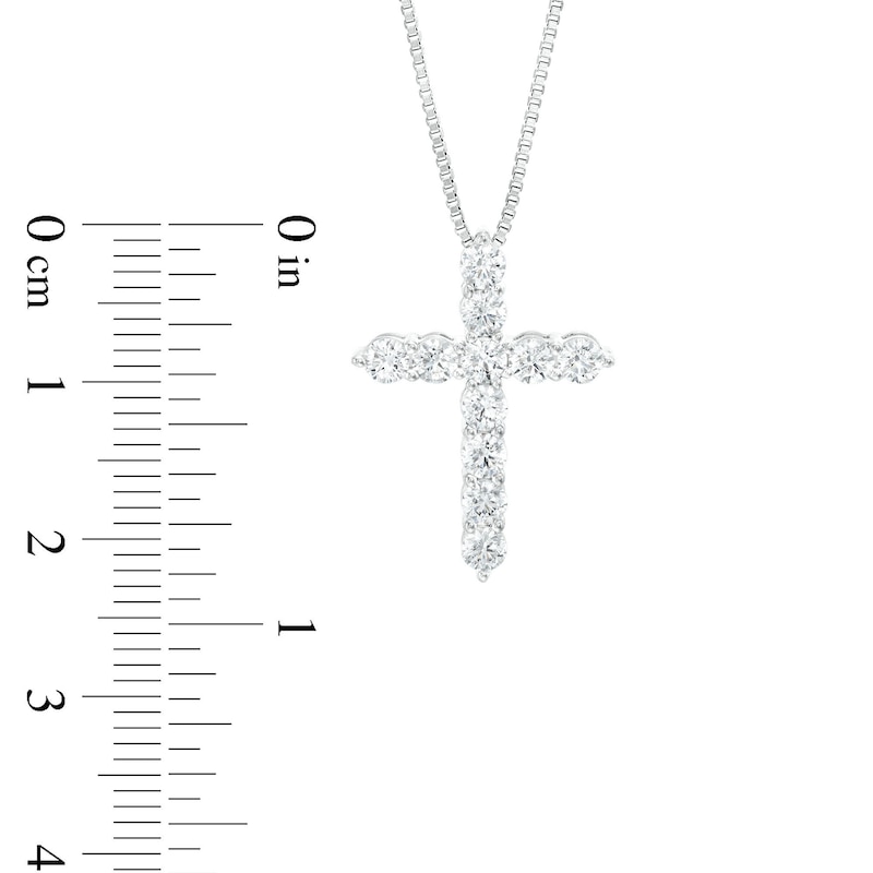 Main Image 3 of 1 CT. T.W. Certified Lab-Grown Diamond Cross Pendant in 14K White Gold (F/SI2)