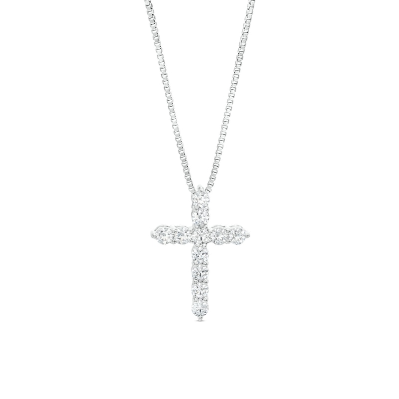 Main Image 1 of 1/2 CT. T.W. Certified Lab-Grown Diamond Cross Pendant in 14K White Gold (F/SI2)