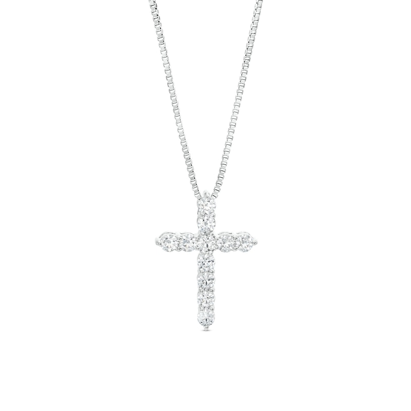 1/2 CT. T.W. Certified Lab-Created Diamond Cross Pendant in 14K White ...