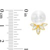 Thumbnail Image 2 of Cultured Freshwater Pearl and 1/10 CT. T.W. Diamond Leaf-Top Stud Earrings in Sterling Silver with 18K Gold Plate