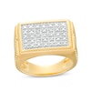 Thumbnail Image 1 of Diamond Accent Beaded Rectangle-Top Five Row Ribbed Shank Ring in Sterling Silver with 18K Gold Plate