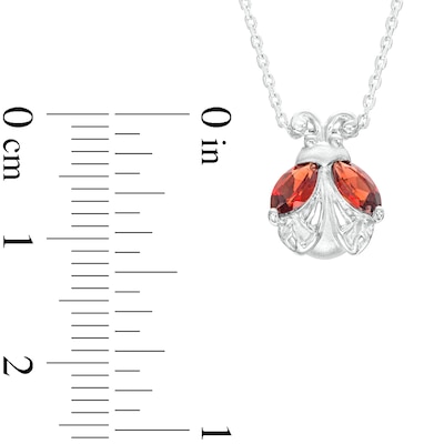Marquise-Shaped Garnet Ladybug Pendant in Sterling Silver | Zales