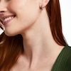 Thumbnail Image 2 of Oval Tanzanite and White Lab-Created Sapphire Alternating Hoop Earrings in Sterling Silver