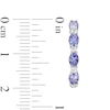 Thumbnail Image 3 of Oval Tanzanite and White Lab-Created Sapphire Alternating Hoop Earrings in Sterling Silver