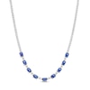 Thumbnail Image 1 of Oval Blue and White Lab-Created Sapphire Nine Stone Station Necklace in Sterling Silver